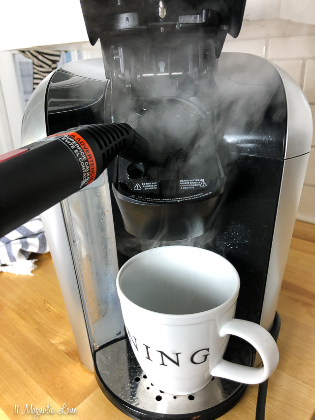 How to clean a single cup (Keurig) coffee maker with a steamer steam cleaner | 11 Magnolia Lane
