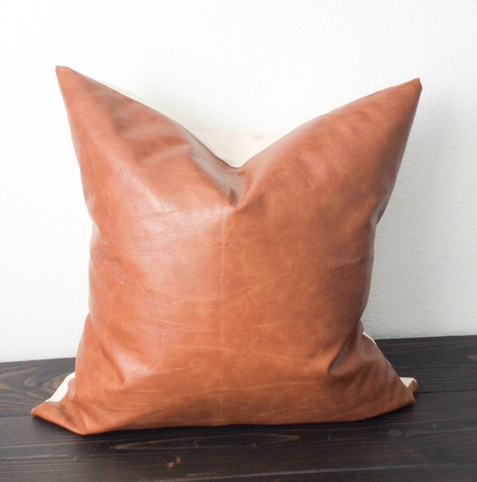 Faux leather pillow cover