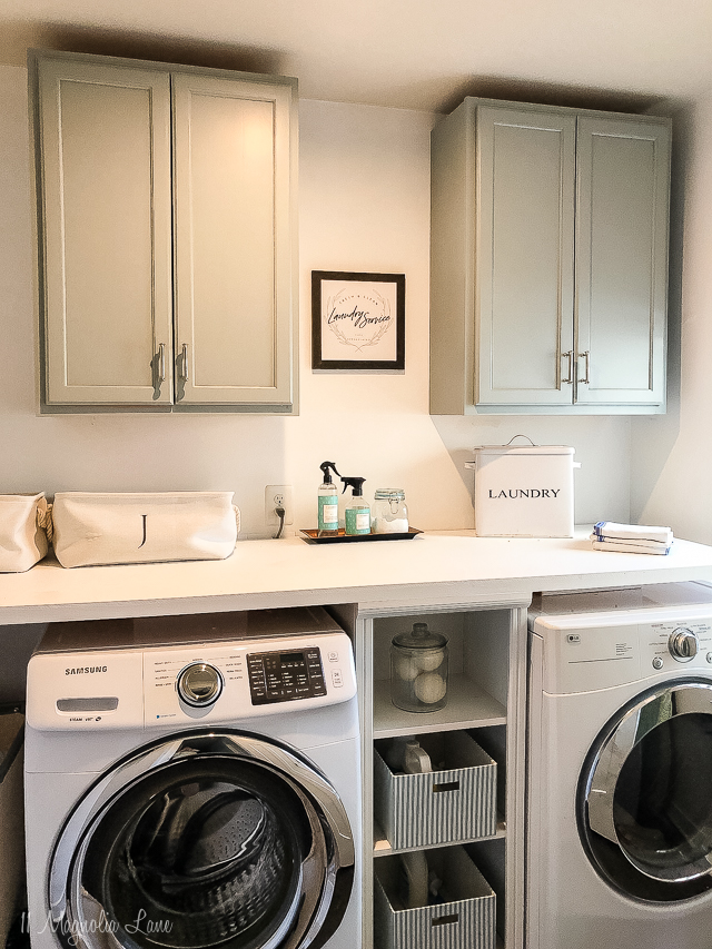 Adding Inexpensive Painted Cabinets In, How To Put Cabinets In Laundry Room