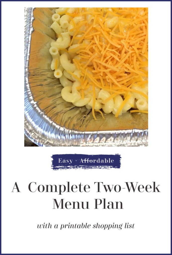 A complete, affordable shopping list and menu plan for a family for two weeks